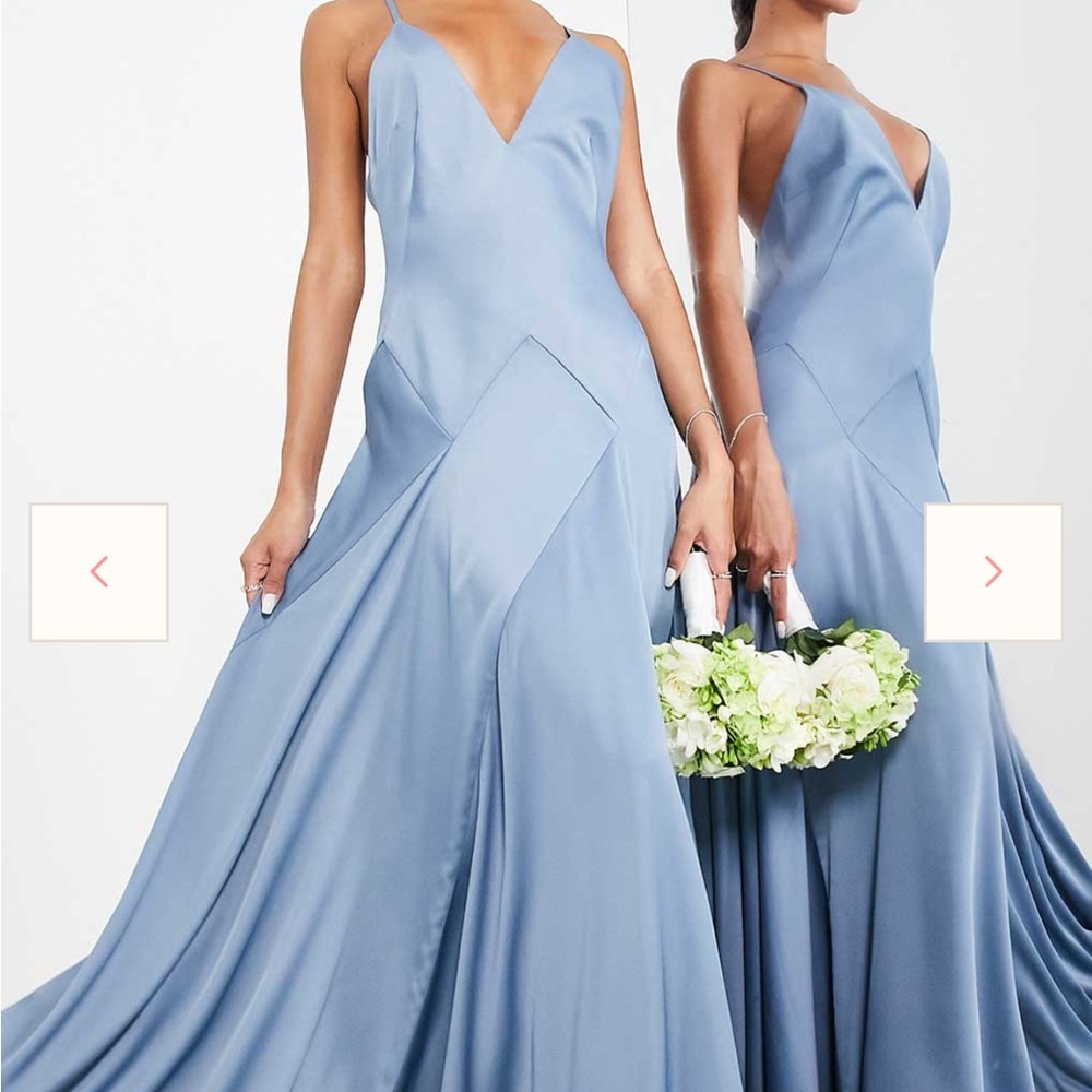 ASOS satin plunge blue dress